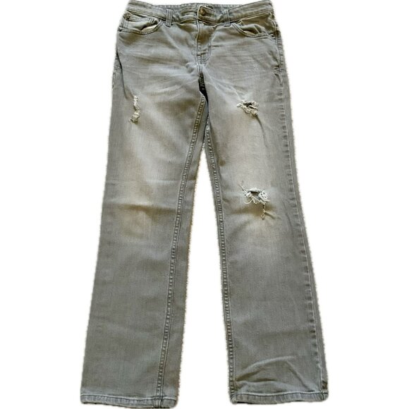 Vtg Jeans Distressed Light Gray 5 Pocket Adjustable Waist Boys Sz 16 CAT & JACK - Picture 1 of 16